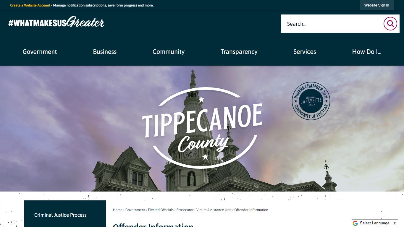 Offender Information | Tippecanoe County, IN